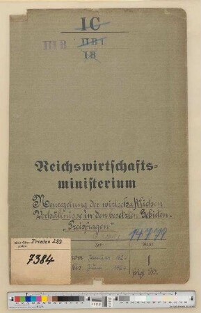 Neuregelung der wirtschaftlichen Verhältnisse in den besetzten Gebieten: Preisangelegenheiten
