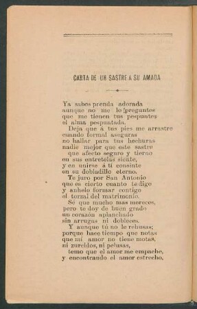 Carta de un sastre a su amada