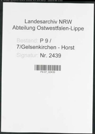 Sterberegister Standesamt Gelsenkirchen-Horst