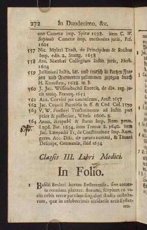 272-280, Classis III. Libri Medici