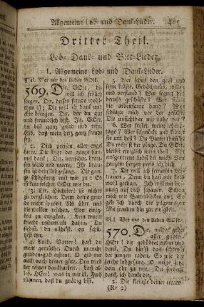 I. Allgemeine Lob-Dank- und Bitt-Lieder. - III. Lob- Dank- und Bitt-Lieder des Abends.