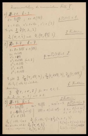 Zusammenstellung der numerischen Fälle. I.
