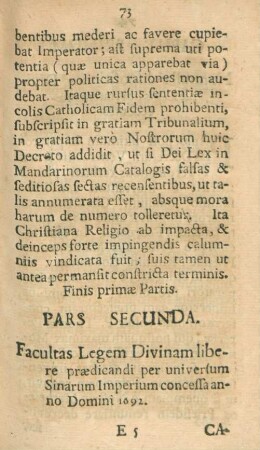 Pars secunda. Facultas Legem Divinam libere ...