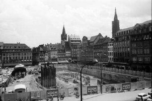 Straßburg: Tiefgaragenbau am Place Kleber, vom Balkon des Hotel Maison Rouge