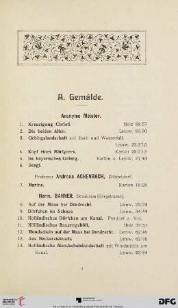 A. Gemälde (Nr. 1-175)