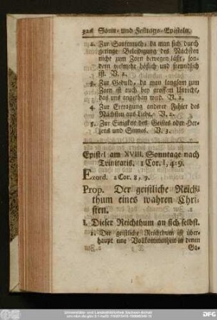 Epistel am XVIII. Sonntage nach Trinitatis. 1 Cor. 1, 4 - 9.