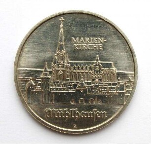 5-Mark-Stück Marienkirche Mühlhausen zur Thomas-Müntzer-Ehrung