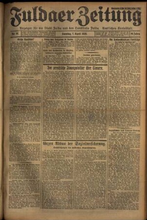 Erste Ausgabe vom Sonntag, den 07. April 1929.