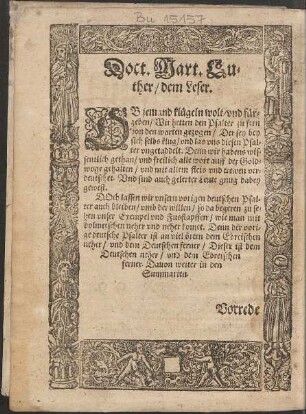 Doct. Mart. Luther/ dem Leser.