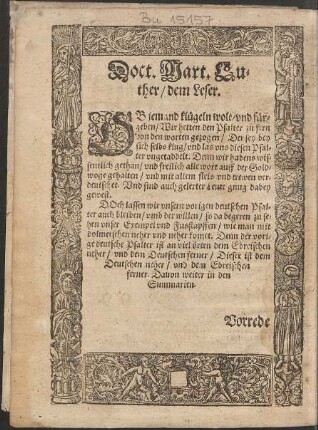 Doct. Mart. Luther/ dem Leser.