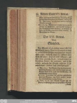 Der XVI. Articul. Vom Glauben.