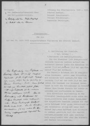 Lombach: Pfarrbericht 1933