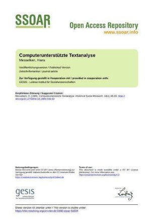 Computerunterstützte Textanalyse