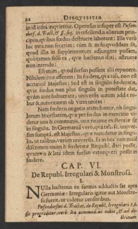 Cap. VI. De Republ. Irregulari & Monstrosa.
