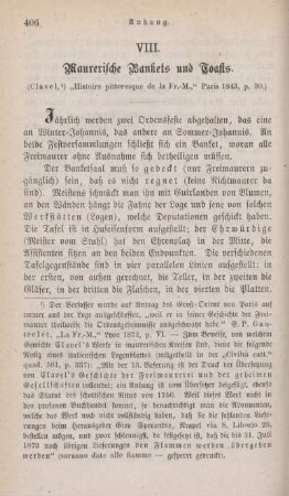 VIII. Maurerische Bankets und Toasts.