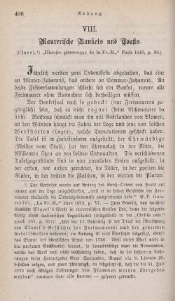 VIII. Maurerische Bankets und Toasts.