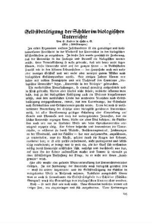 Selbstbetätigung der Schüler im biologischen Unterrichte