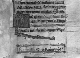 Psautier à l'usage de l'abbaye de Sainte-Elisabeth de Genlis — Initial Q(uid glorians in malitia) mit Ritter, Folio fol. 83