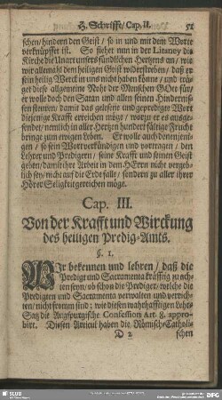 Cap. III. Von der Krafft und Wirckung des heiligen Predig-Amts
