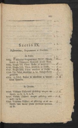 Sectio IX. Dissertationes, Programmata et Orationes