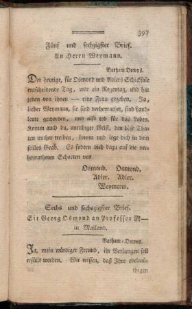 Fünf und sechzigster Brief. An Herrn Weymann.