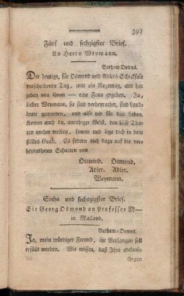 Fünf und sechzigster Brief. An Herrn Weymann.