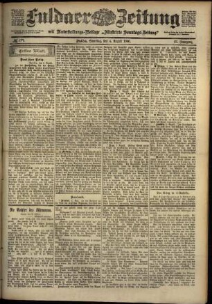 Erste Ausgabe vom Samstag, den 04. August 1900.