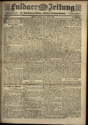 Erste Ausgabe vom Samstag, den 04. August 1900.