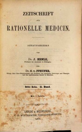 Zeitschrift für rationelle Medicin. 2. 1858