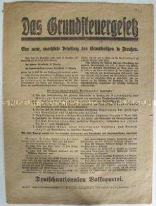 Flugblatt der Deutschnationalen Volkspartei zur Reichstagswahl am 4. Mai 1924