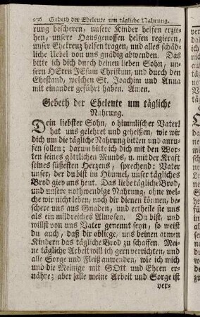 Gebeth der Eheleute um tägliche Nahrung