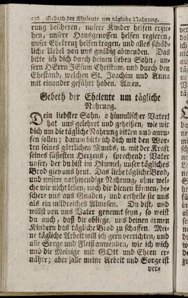 Gebeth der Eheleute um tägliche Nahrung
