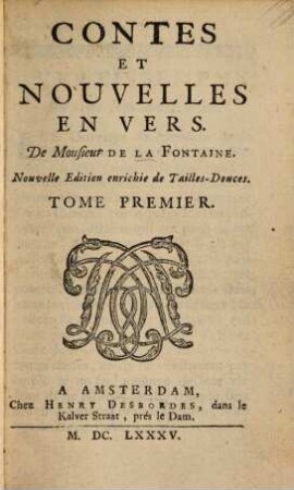 Contes Et Nouvelles En Vers, Tome Premier