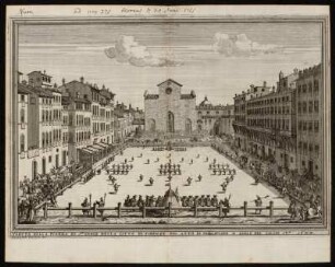 Veduta Della Piazza Di Sta. Croce Della Citta Di Firenze Nel Atto Di Principiare Il Gioco Del Calcio [...]