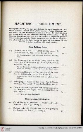 Nachtrag / Supplement (Nr. 395-428)