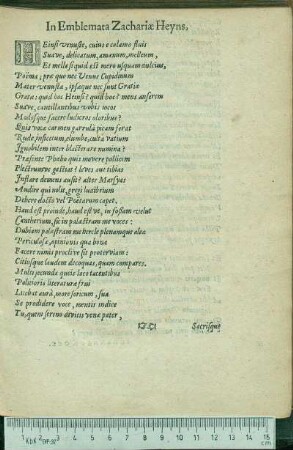 In Emblemata Zachariæ Heyns.