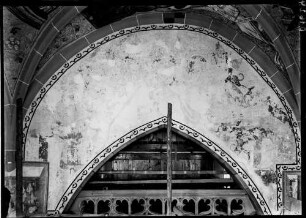 Niefern Evangelische Pfarrkirche Sankt Marien Chor Westwand über dem Chorbogen Wandmalerei Jüngstes Gericht