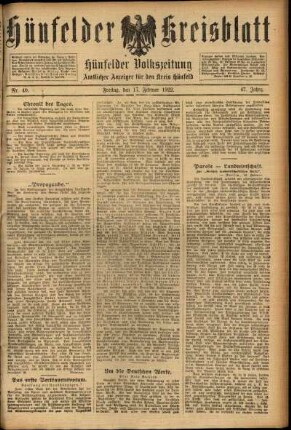 Ausgabe vom Freitag, den 17. Februar 1922.
