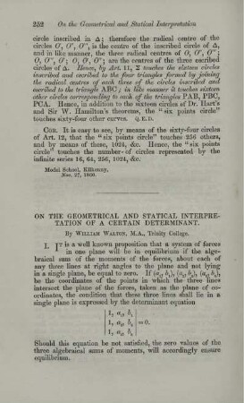 On the geometrical and statical interpretation of a certain determinant.