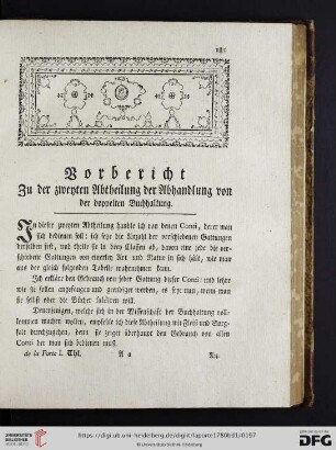 Vorbericht Zu der zweyten Abtheilung der Abhandlung von der doppelten Buchhaltung