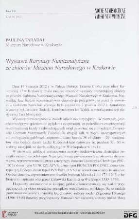 7: Wystawa Rarytasy Numizmatyczne ze zbiorów Muzeum Narodowego w Krakowie