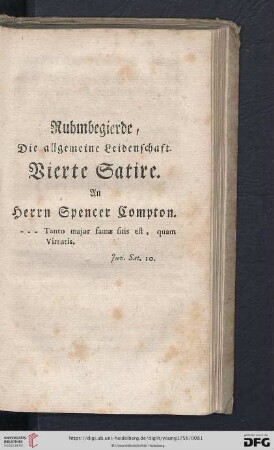 Vierte Satire: An Herrn Spencer Compton