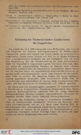 Gründung des Niedersächsischen Landesvereins für Urgeschichte