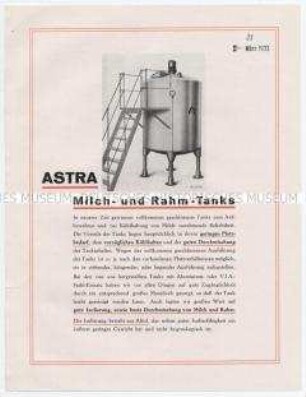 ASTRA Milch- und Rahm-Tanks