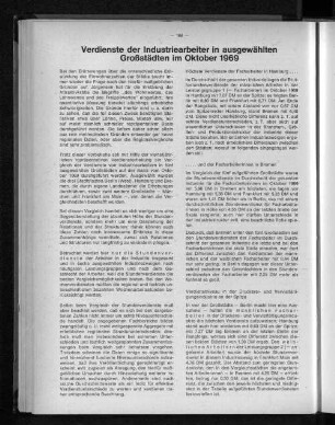 Verdienste der Industriearbeiter in ausgewählten Großstädten im Oktober 1969