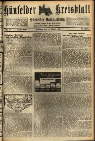 Zweite Ausgabe vom Samstag, den 18. August 1928.