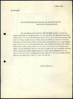G. Karo an DAI Zentrale