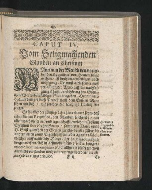 Caput IV. Vom Seligmachenden Glauben an Christum.