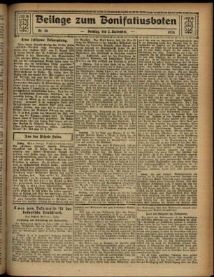 Zweite Ausgabe vom Sonntag, den 02. September 1928.