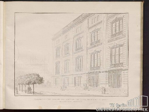 Perspectivische Ansicht des Gebäudes der neuen Bauschule in Berlin von einem nahen Standpunkte.